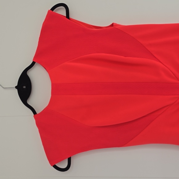 Ted Baker Dress Bright Coral Ruched Calf Length Sheath Ted Size 1 (US 4) - Picture 8 of 15